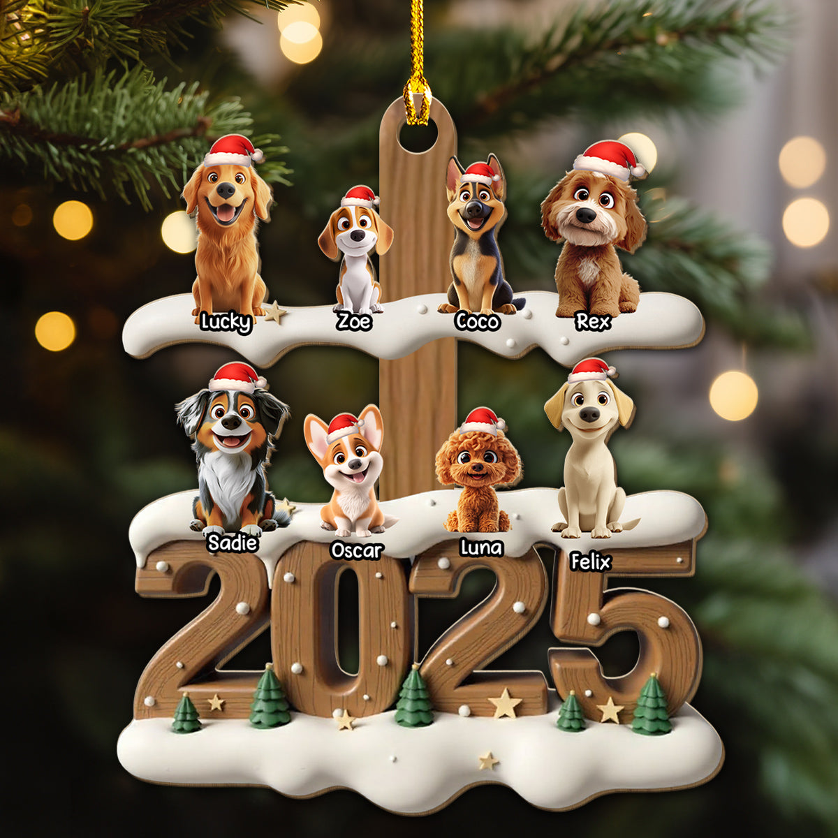 Custom Christmas Decor Home Birthday Gifts For Dog Lovers • Only All Of You This Year - Personalized 3D Effect Wood Ornament