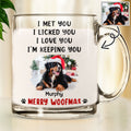 Custom Photo Christmas Birthday Gifts For Dog Lovers • We Licked And Love You Ver Christmas Photo - Personalized Glass Mug