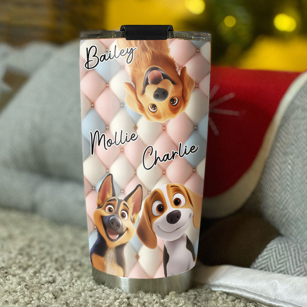 Custom Christmas Birthday Gifts For Dog Mom, Dog Lovers • Puff It Up - Personalized 3D Effect Tumbler