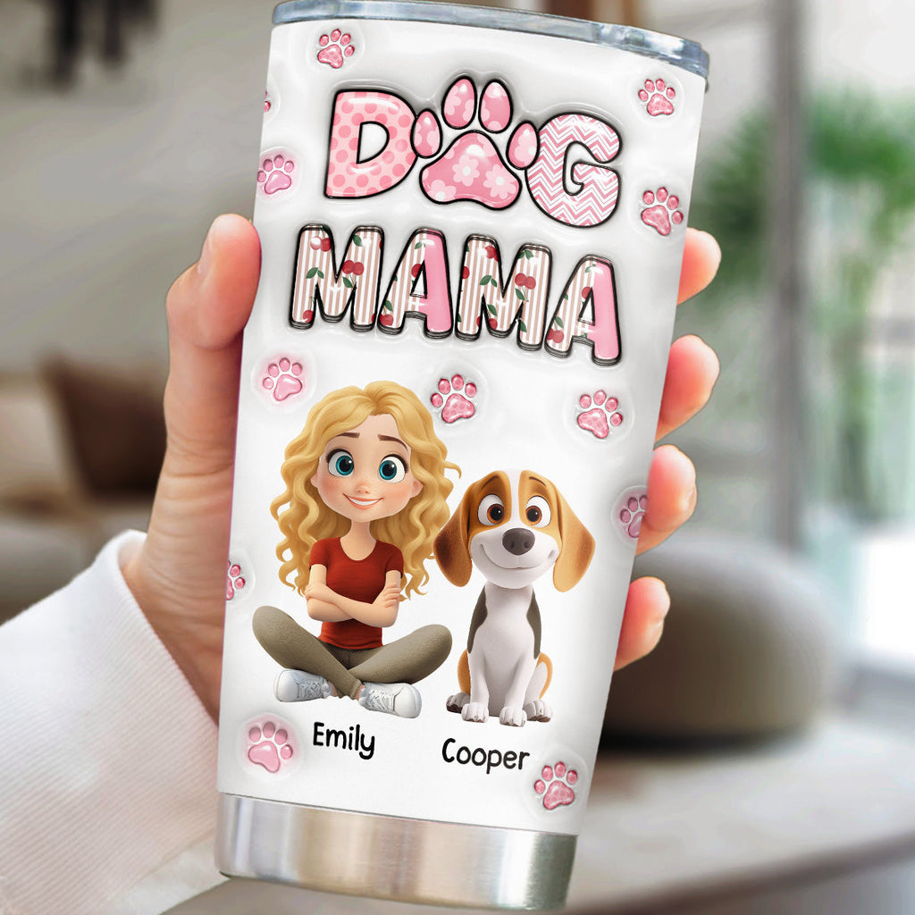Custom Christmas Birthday Gifts For Dog Mom, Dog Lovers • Cherry On Top Version 2 - Personalized 3D Inflated Effect Tumbler