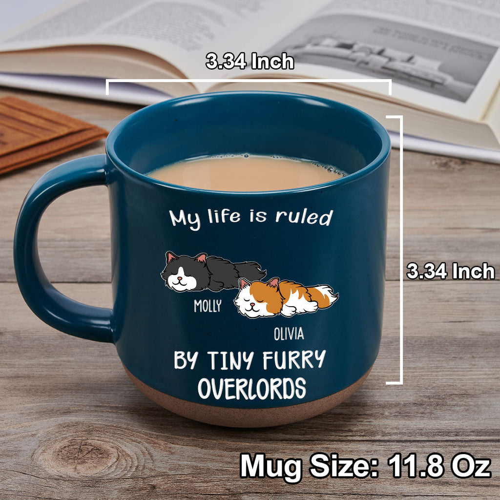 Custom Christmas Birthday Gifts For Pet Lovers • Ruled By Tiny Furry Overlords Ver Cat - Personalized Pottery Mug