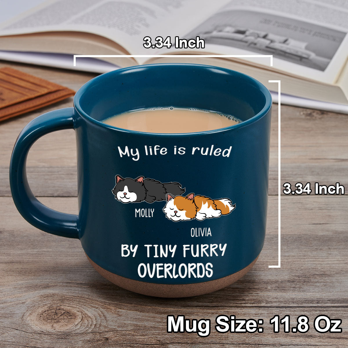 Custom Christmas Birthday Gifts For Pet Lovers • Ruled By Tiny Furry Overlords Ver Cat - Personalized Pottery Mug