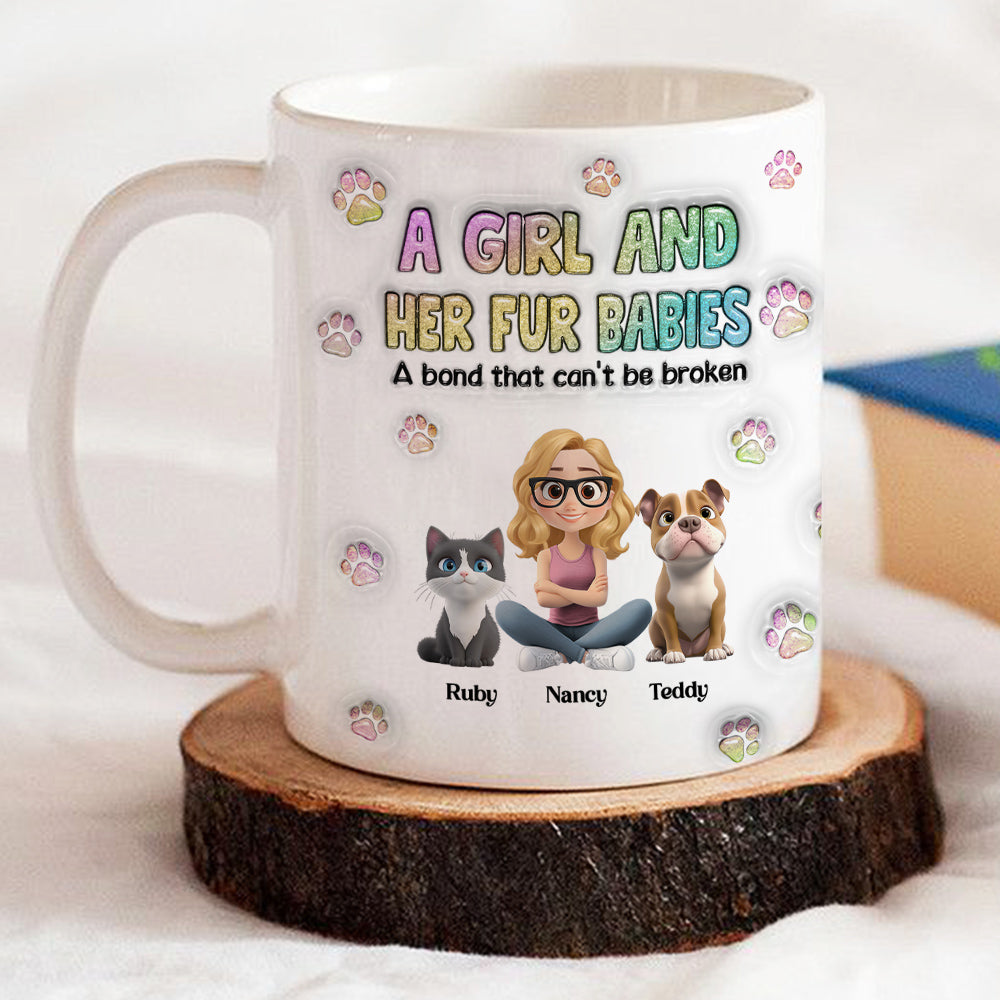 Custom Christmas Birthday Gifts For Dog Mom, Dog Lovers • A Girl And Her Fur Babies - Personalized 3D Inflated Effect Mug