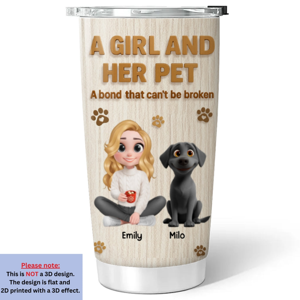 Custom Christmas Birthday Gifts For Pet Mom, Pet Lovers • A Girl And Her Pet Snowball - Personalized Tumbler
