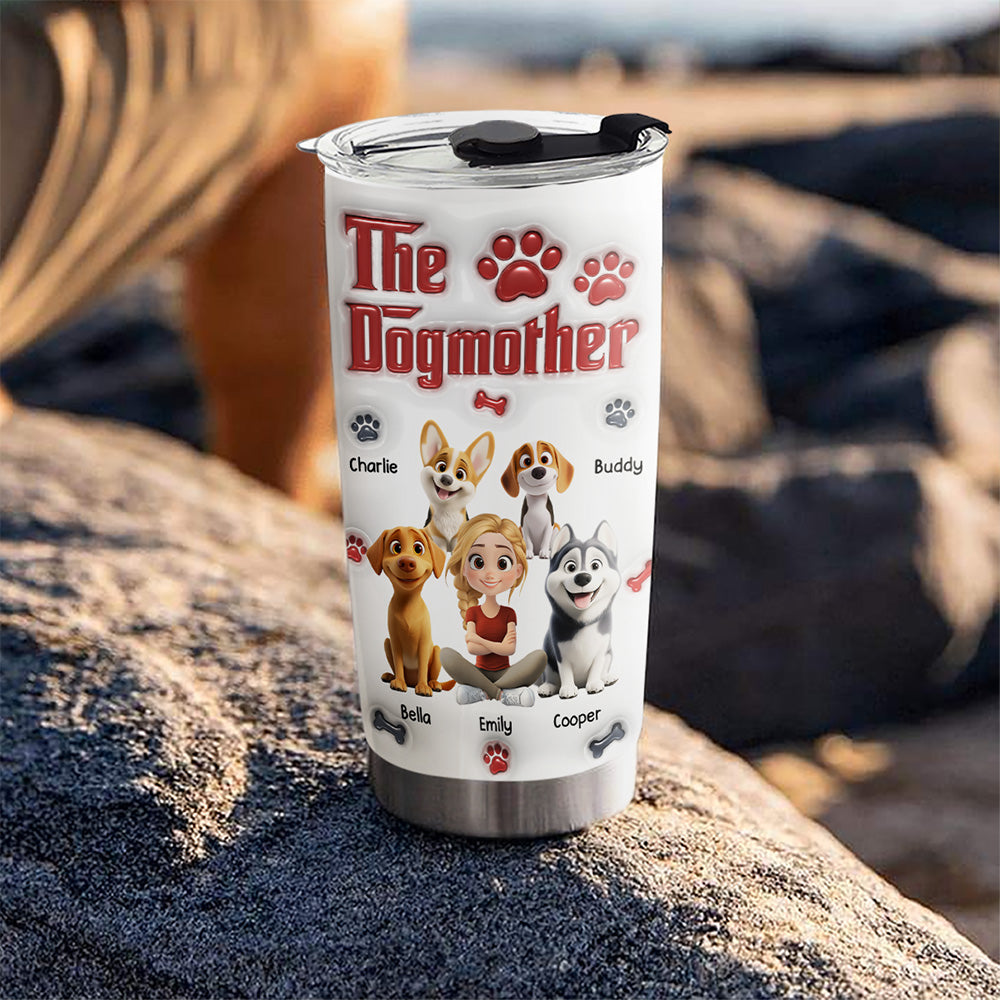 Custom Christmas Birthday Gifts For Dog Mom, Dog Lovers • Cool Dog Mother - Personalized 3D Inflated Effect Tumbler