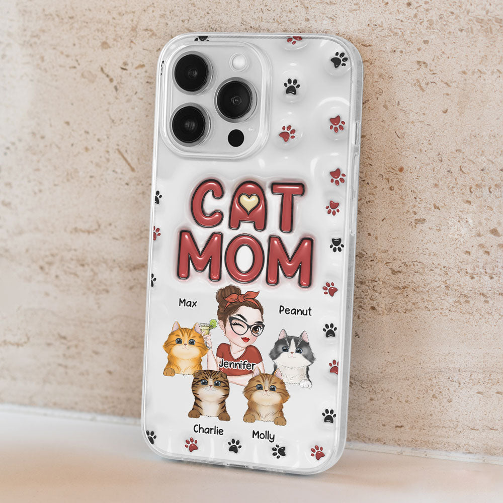 Lovely Cat Mom- Personalized 3D Inflated Effect Phone Case