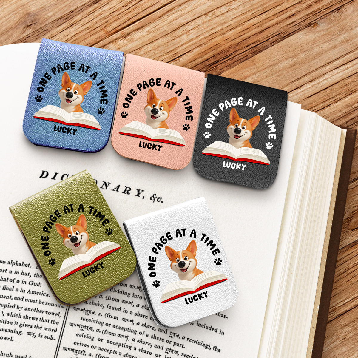 One Page Once - Personalized Leather Bookmark