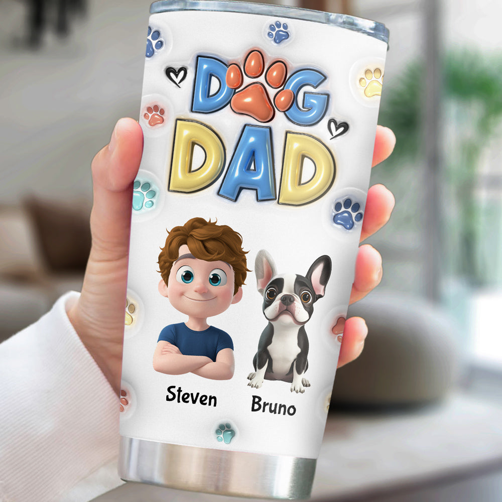 Custom Christmas Birthday Gifts For Dog Lovers • Thank You My Dog Mom Dad - Personalized 3D Inflated Effect Tumbler