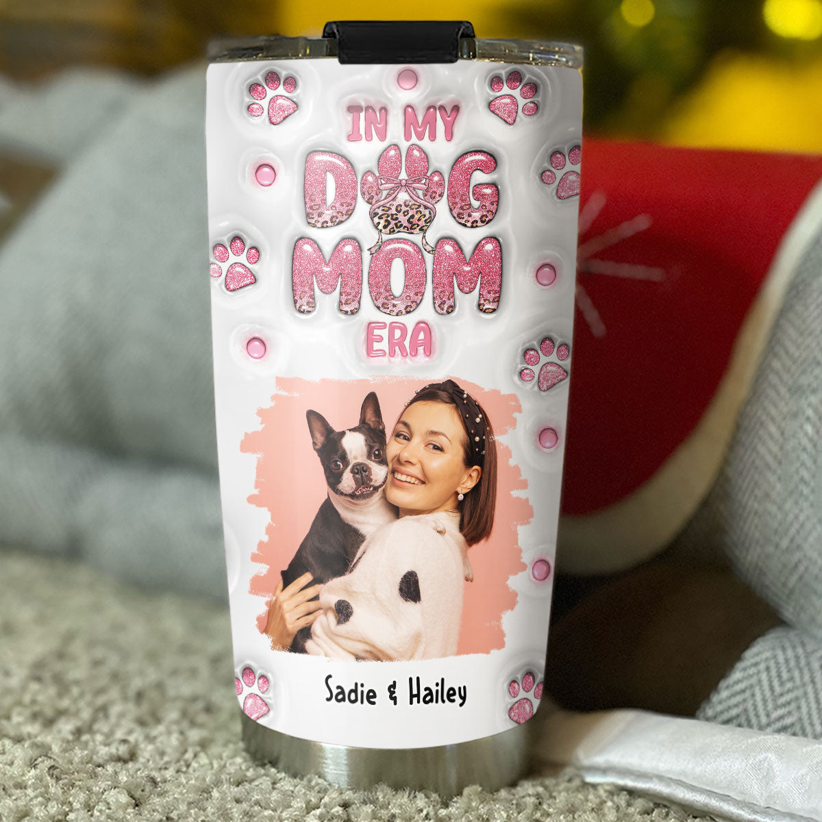 Custom Photo Christmas Birthday Gifts For Dog Mom, Dog Lovers • In My Era Photo - Personalized 3D Inflated Effect Tumbler