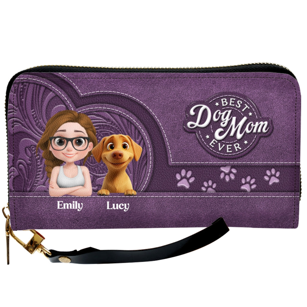 Best Dog Mom Mum In The World - Personalized Leather Wallet