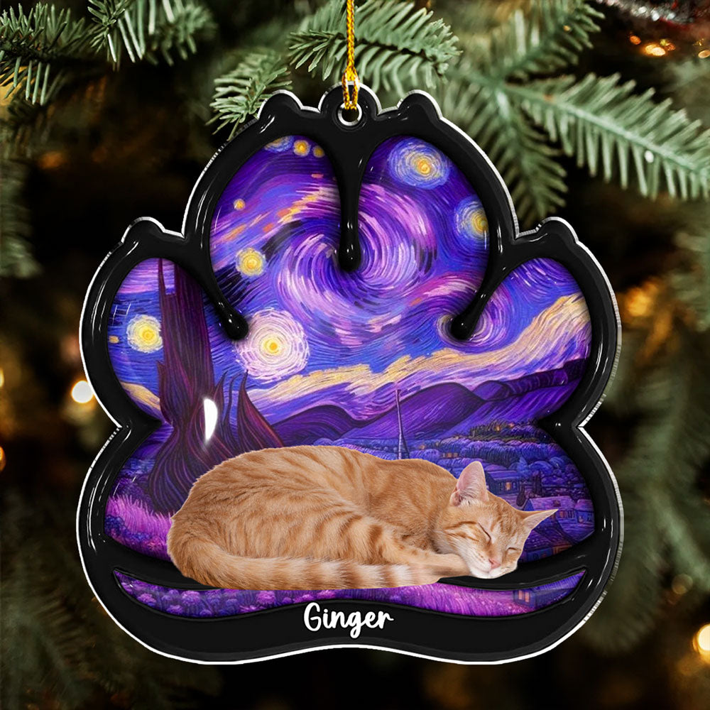 Lay Here With Cat Photo - Personalized 3D Effect Acrylic Ornament