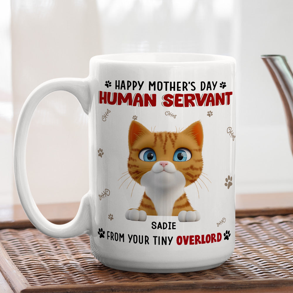 Custom Christmas Birthday Gifts For Cat Lovers • Happy Human Servant - Personalized Coffee Mug