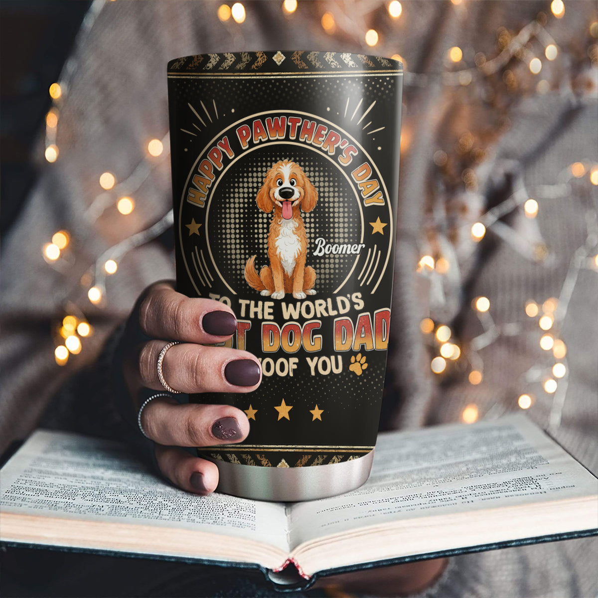 Custom Father's day Birthday Gifts For Dog Dad, Dog Lovers • Pawther Day With Dog Dad - Personalized Tumbler