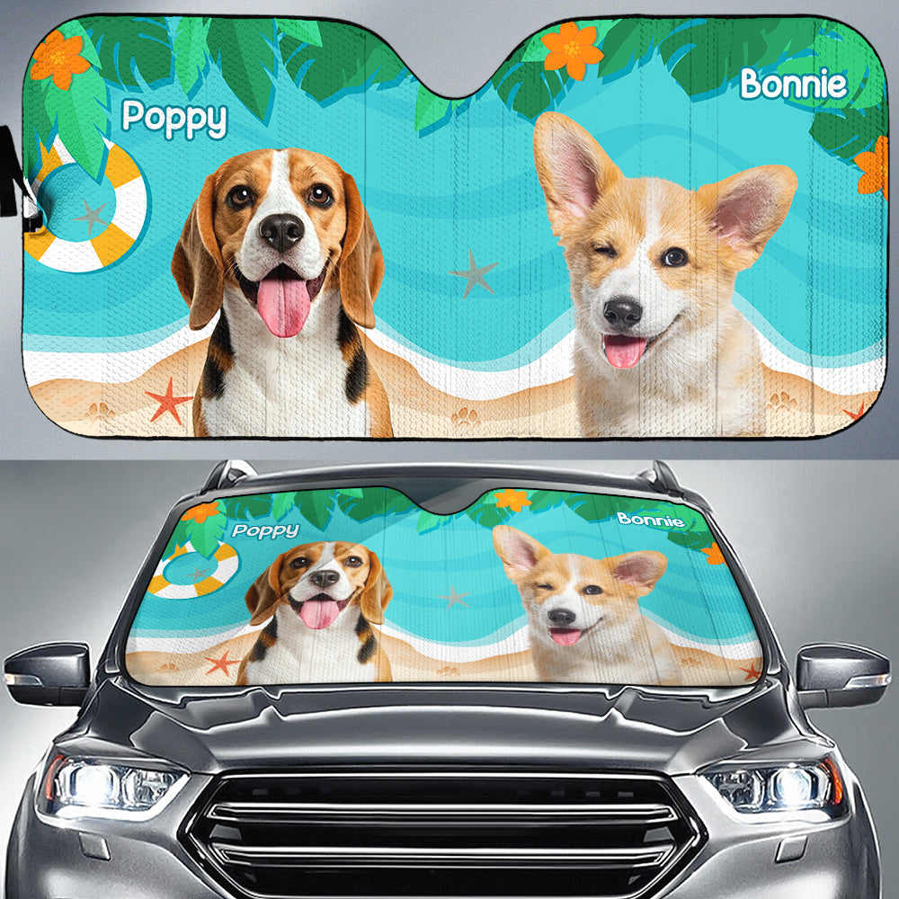 Custom Christmas Birthday Gifts Car Accessories for Dog Parents • Dog Hello Summer Photo - Personalized Car Sunshade