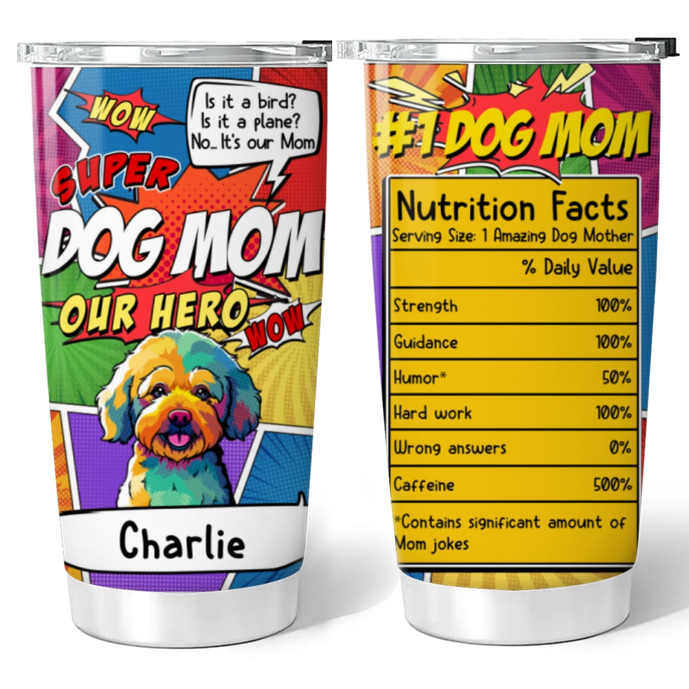 Custom Christmas Birthday Gifts For Dog Mom, Dog Lovers • Super Dog Mom - Personalized Tumbler