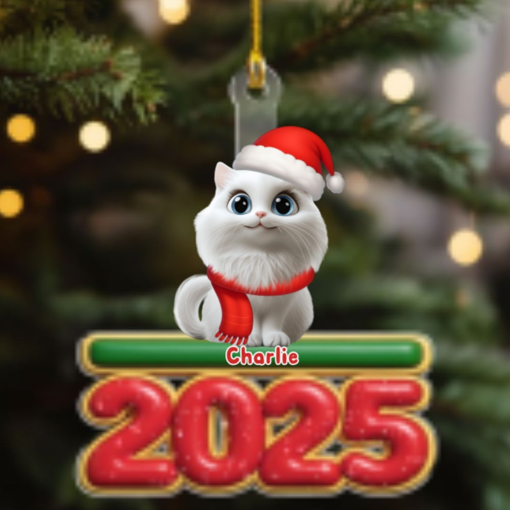 Custom Christmas Decor Home Birthday Gifts For Cat Lovers • My Cat Is Here - Personalized Acrylic Ornament