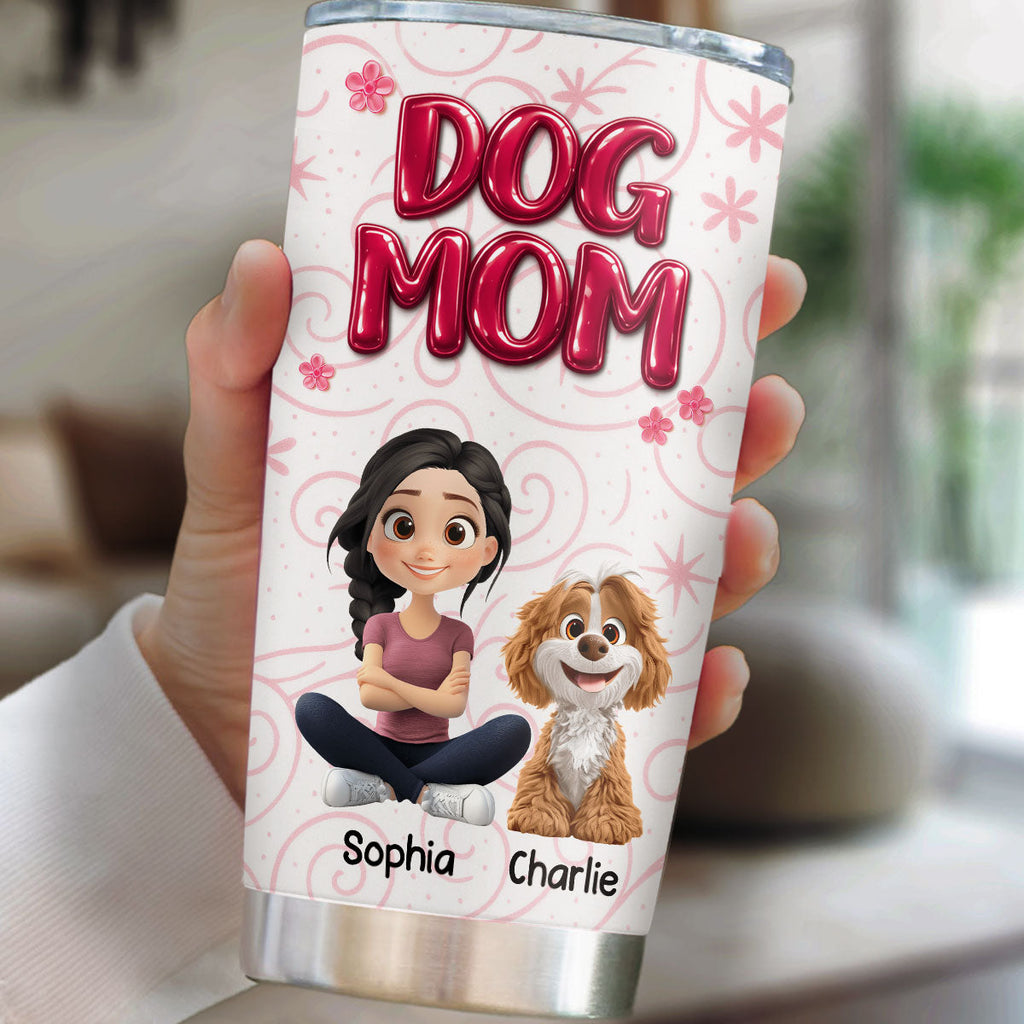 Custom Christmas Birthday Gifts For Dog Mom, Dog Lovers • Girls Are In Love With Dogs Ver 2 - Personalized 3D Effect Tumbler