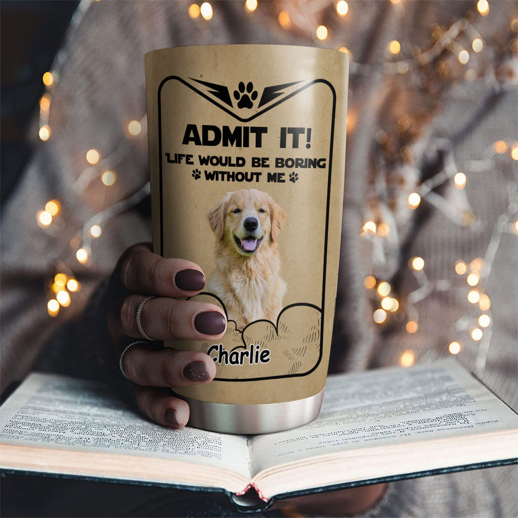 Custom Photo Father's day Birthday Gifts For Dog Dad, Dog Lovers • Woof You Daddy Ver 2 Photo - Personalized Tumbler