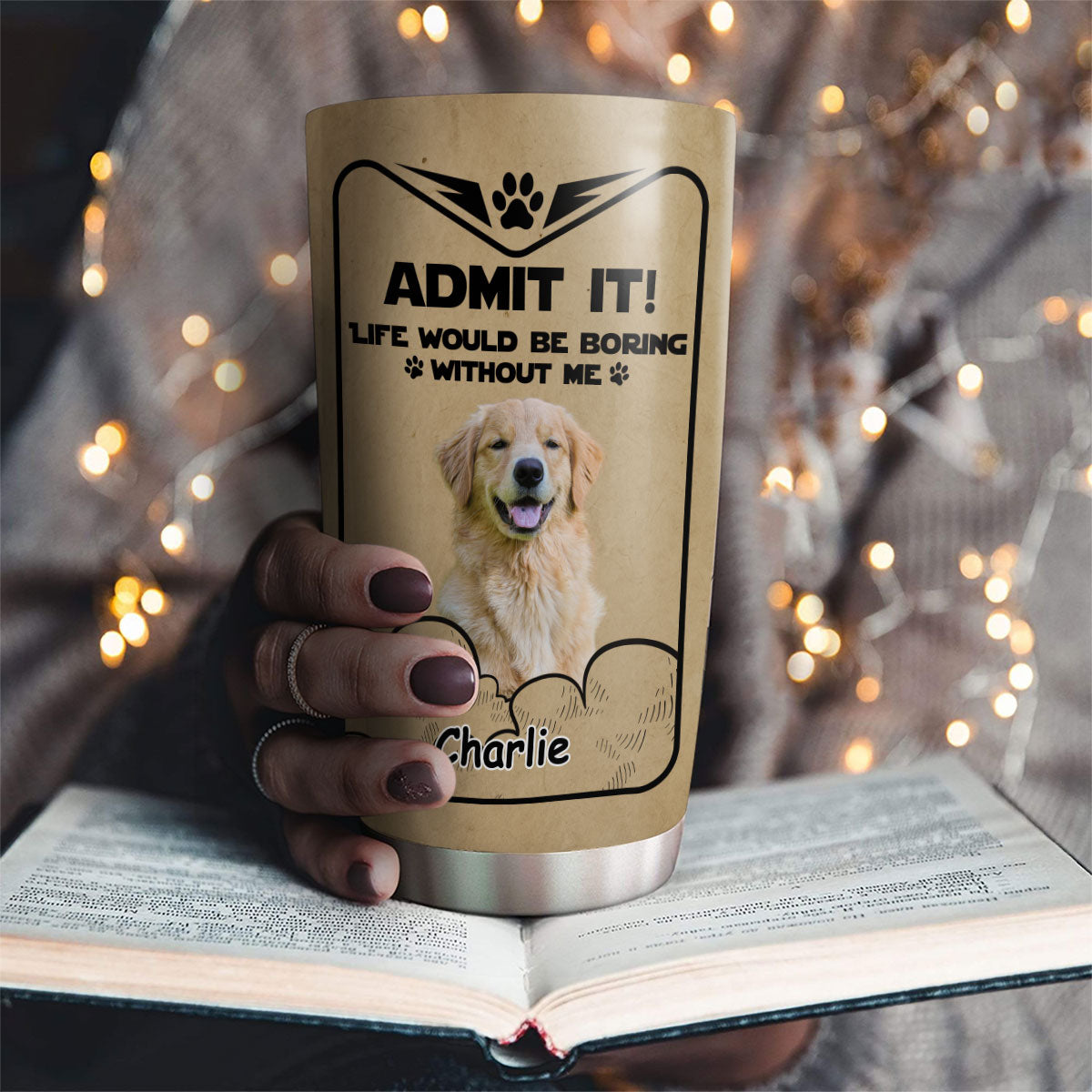 Custom Photo Father's day Birthday Gifts For Dog Dad, Dog Lovers • Woof You Daddy Ver 2 Photo - Personalized Tumbler