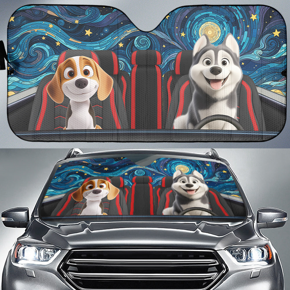 Custom Christmas Birthday Gifts Car Accessories for Pet Parents • Happy Trip - Personalized Car Sunshade