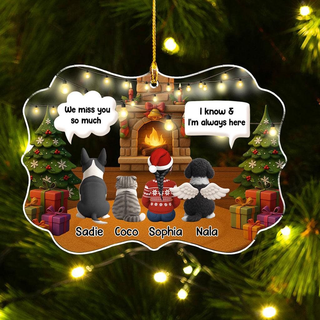 Custom Christmas Memorial Sympathy Gifts For Dogs, Cats • You Are Still Here Somehow- Personalized Acrylic Ornament