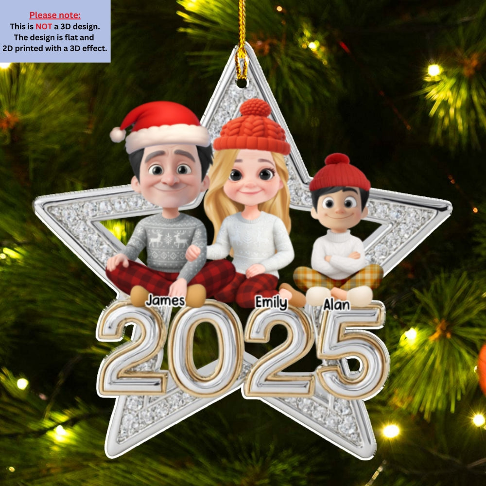 Family Makes Christmas Truly Bright With Fur Babies - Personalized 3D Effect Acrylic Ornament