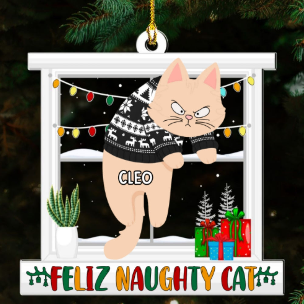 Meowy Christmas - Personalized Acrylic Ornament