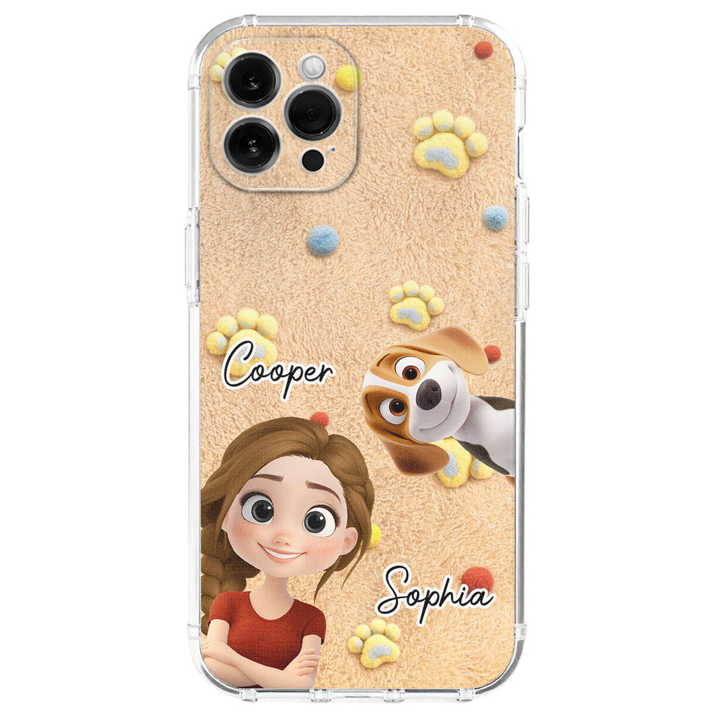 Custom Christmas Birthday Gifts For Dog Mom • Stuffy Girl And Her Lovely Dogs - Personalized 3D Effect Phone Case