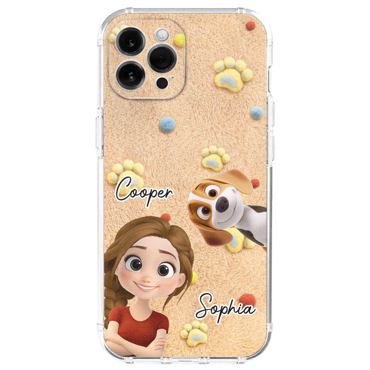 Custom Christmas Birthday Gifts For Dog Mom • Stuffy Girl And Her Lovely Dogs - Personalized 3D Effect Phone Case