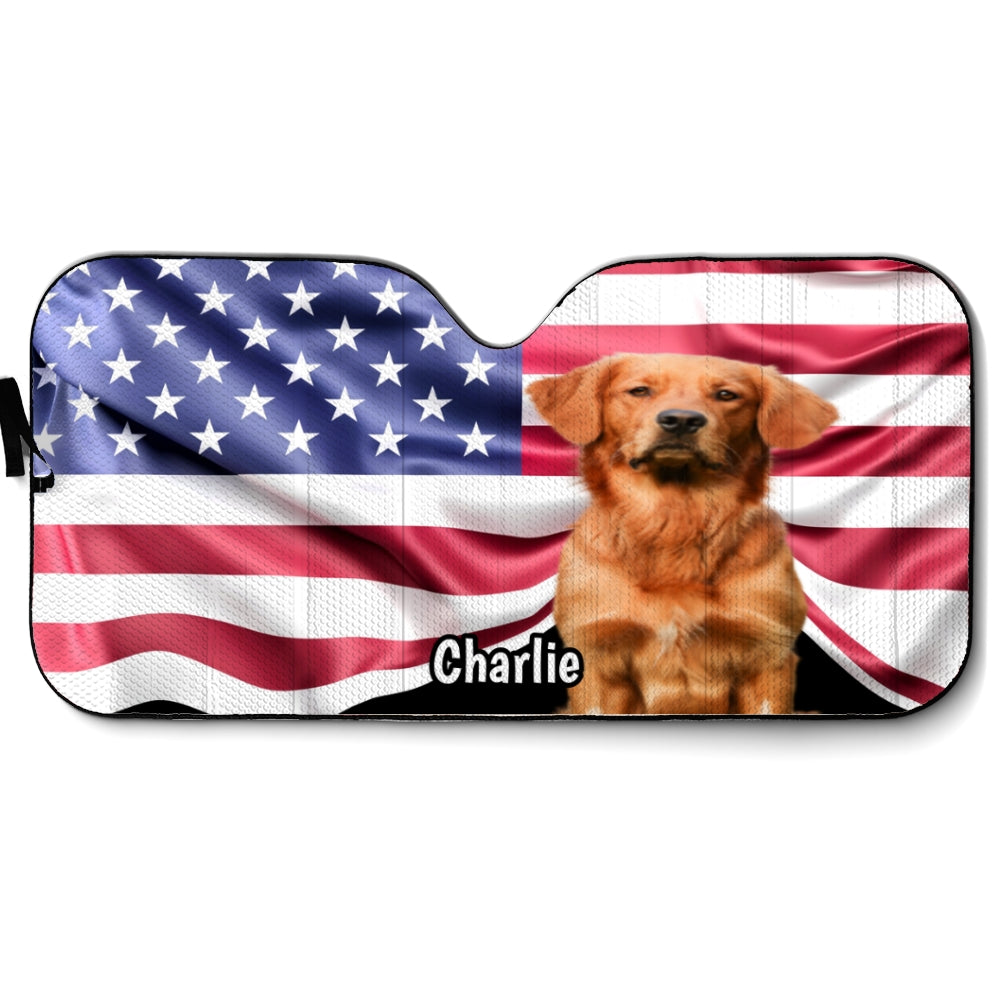 Custom Christmas Birthday Gifts Car Accessories for Dog Parents • Proud American Dogs Photo - Personalized Car Sunshade