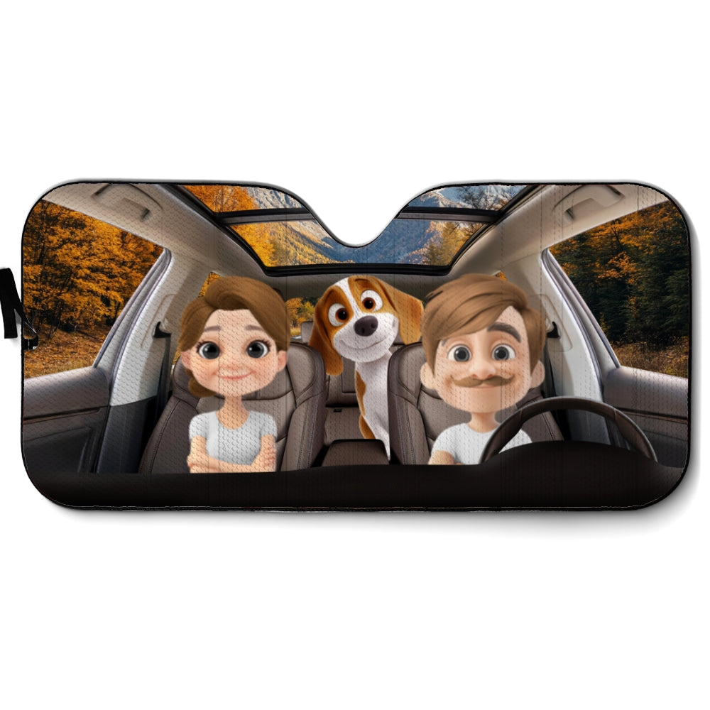 Custom Christmas Birthday Gifts Car Accessories for Dog Parents • Life Is Better With My Dog Family - Personalized Car Sunshade