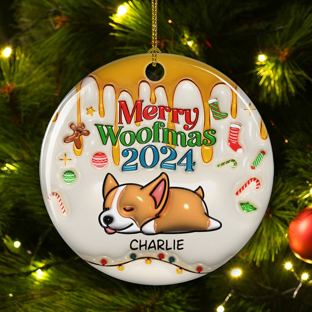 Happy Woofmas - Personalized 3D Inflated Effect Ceramic Ornament