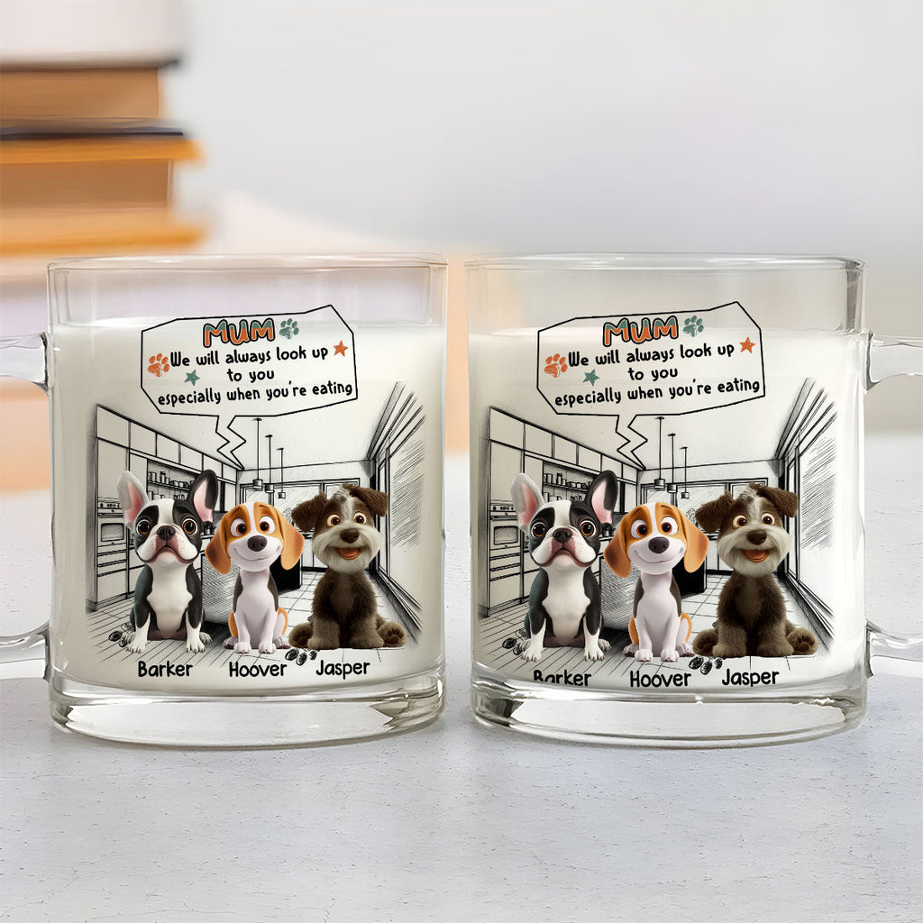 Custom Mother's Father's day Birthday Gifts For Dog Lovers • Keep Staring At You When Eating - Personalized Glass Mug