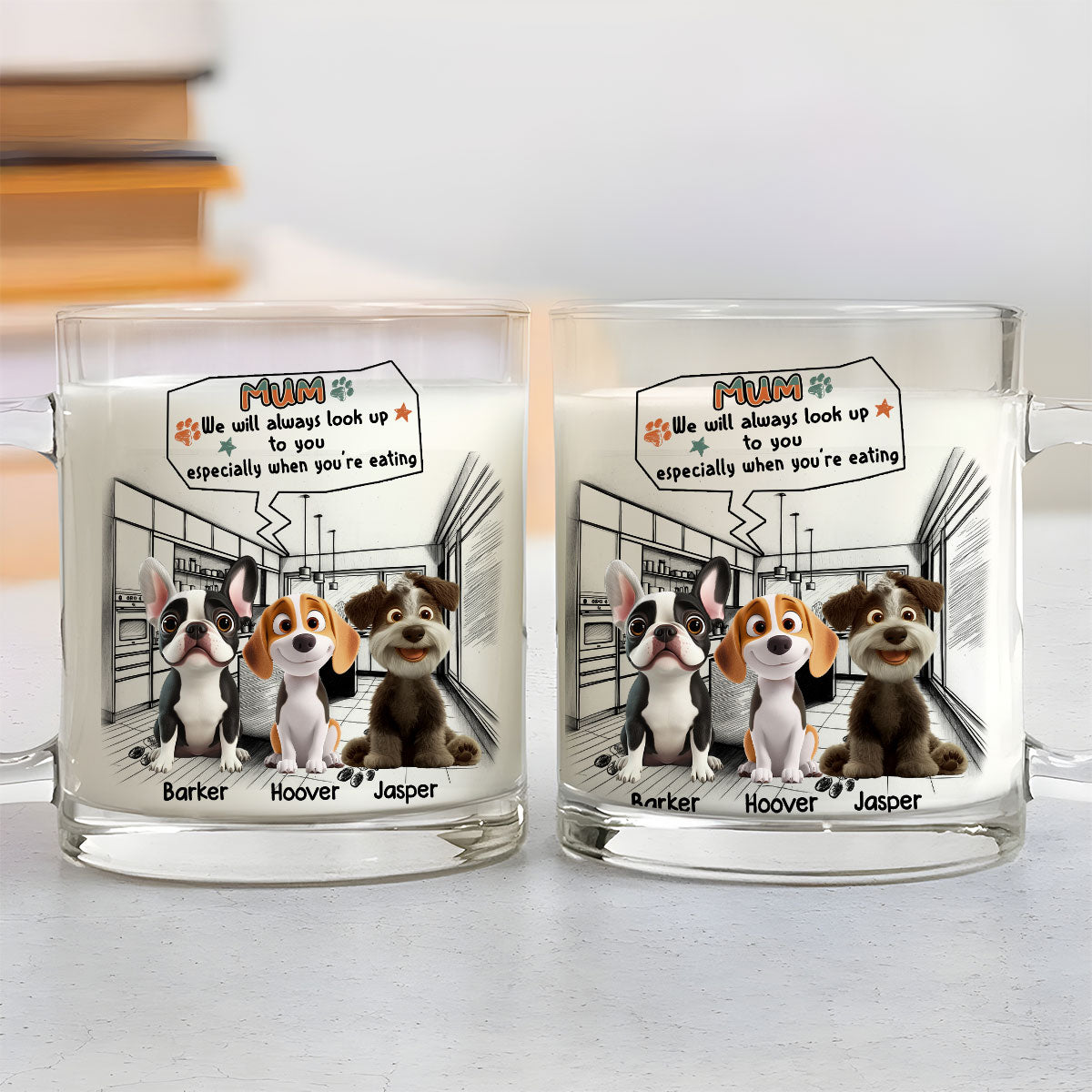 Custom Mother's Father's day Birthday Gifts For Dog Lovers • Keep Staring At You When Eating - Personalized Glass Mug