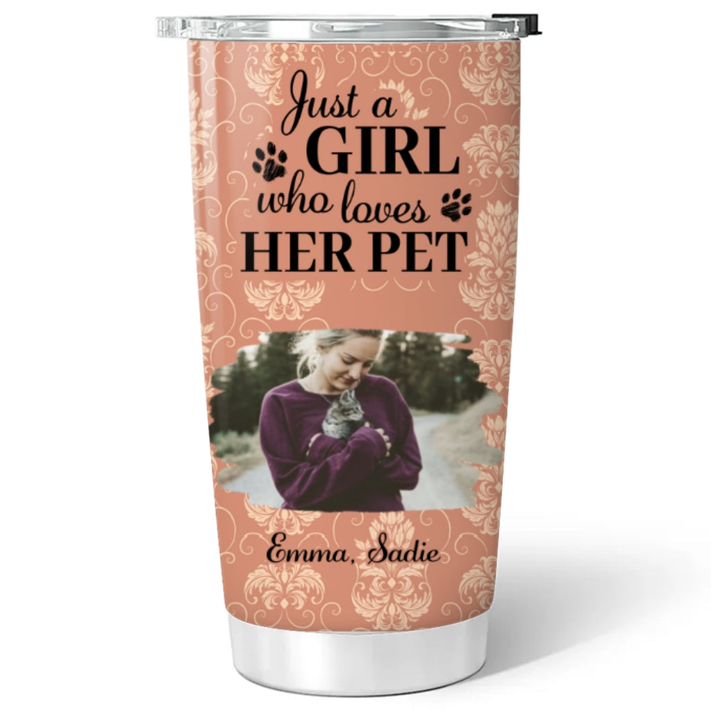 Custom Photo Christmas Birthday Gifts For Pet Mom, Pet Lovers • Pumskin Pet And Girl Photo - Personalized Tumbler