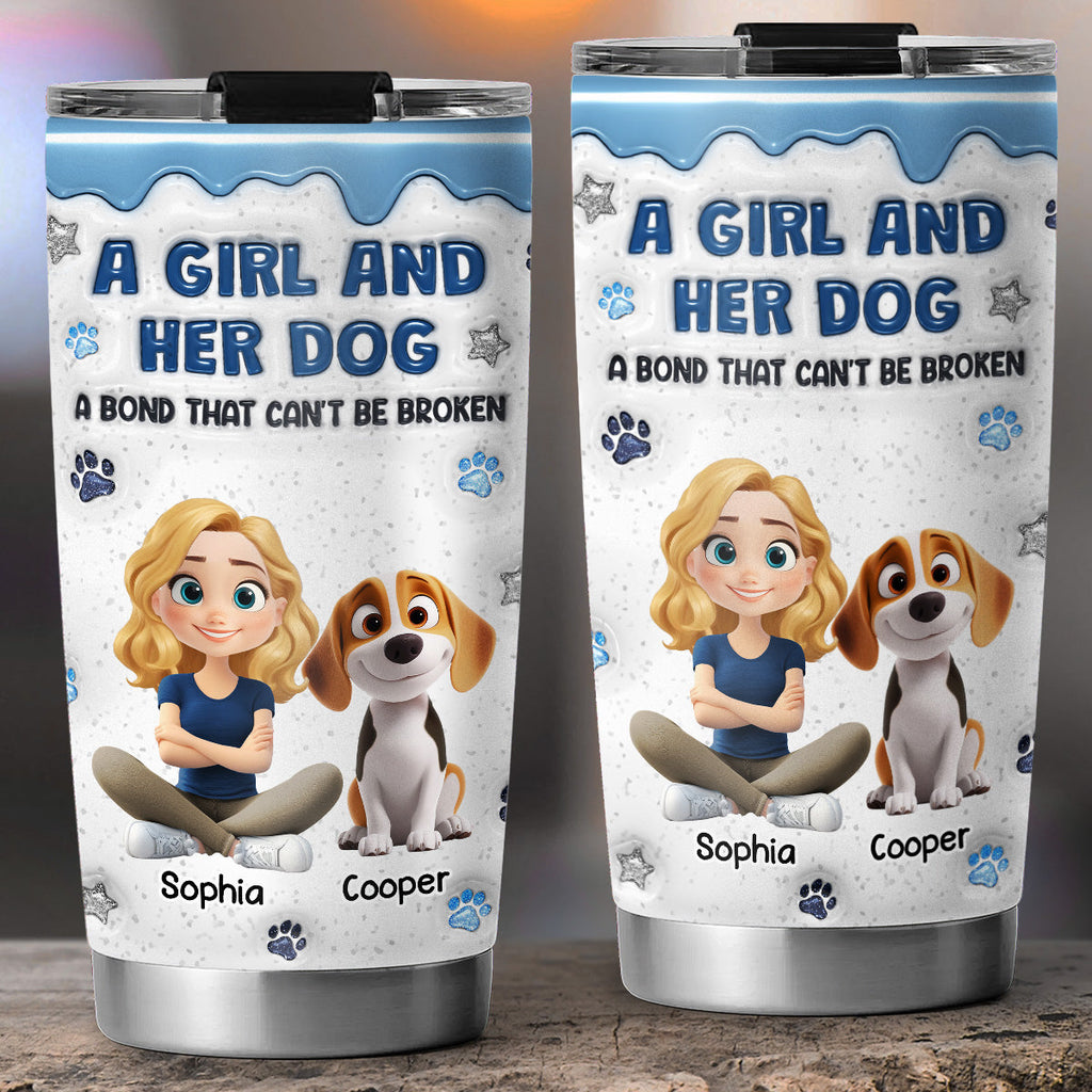 Custom Christmas Birthday Gifts For Dog Lovers • Dog Dad Mom Mum And Their Baby Blue - Personalized 3D Inflated Effect Tumbler