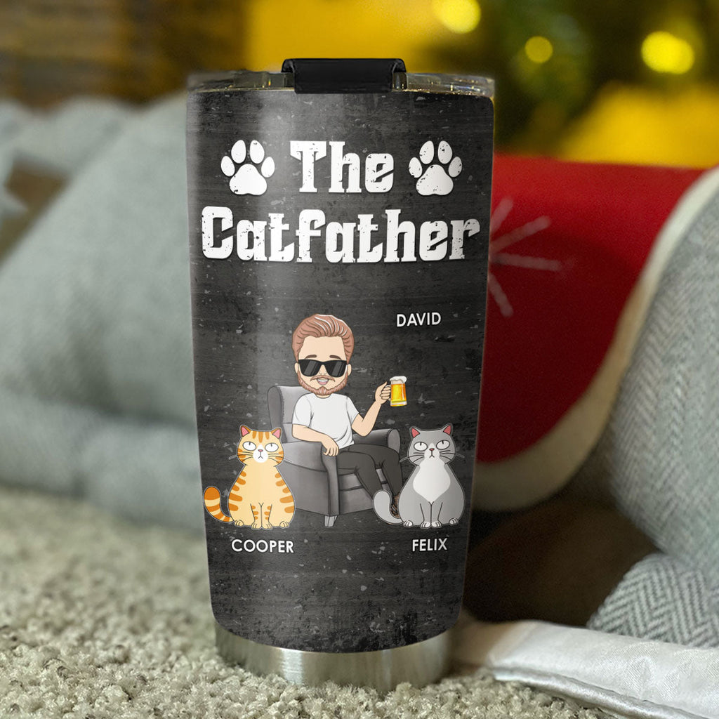 Custom Father's day Birthday Gifts For Cat Dad, Cat Lovers • The Cat Father - Personalized Tumbler