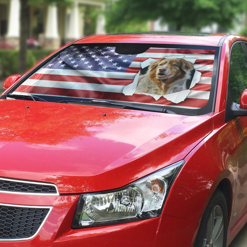 Custom Christmas Birthday Gifts Car Accessories for Dog Parents • God Bless America Upload Photo - Personalized Car Sunshade