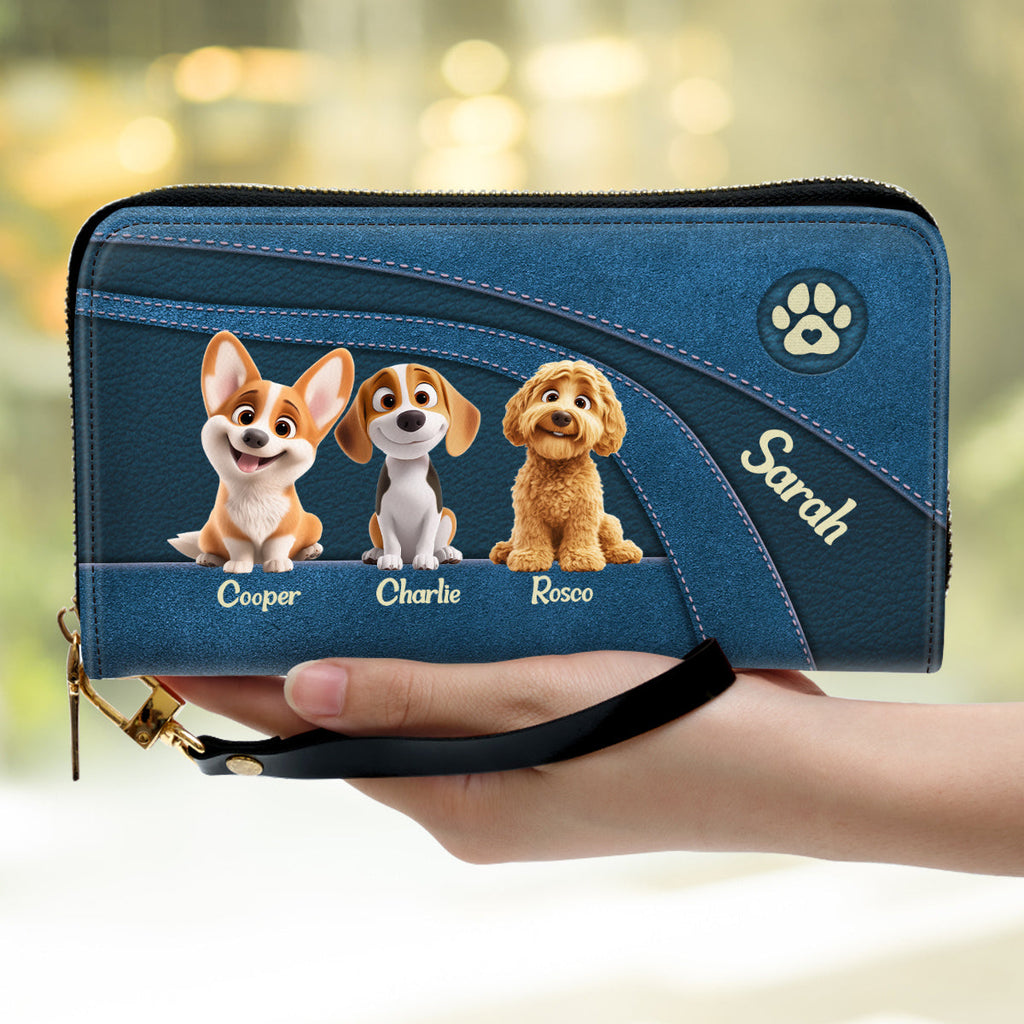Lovely Baby Dogs Cartoon - Personalized Leather Wallet