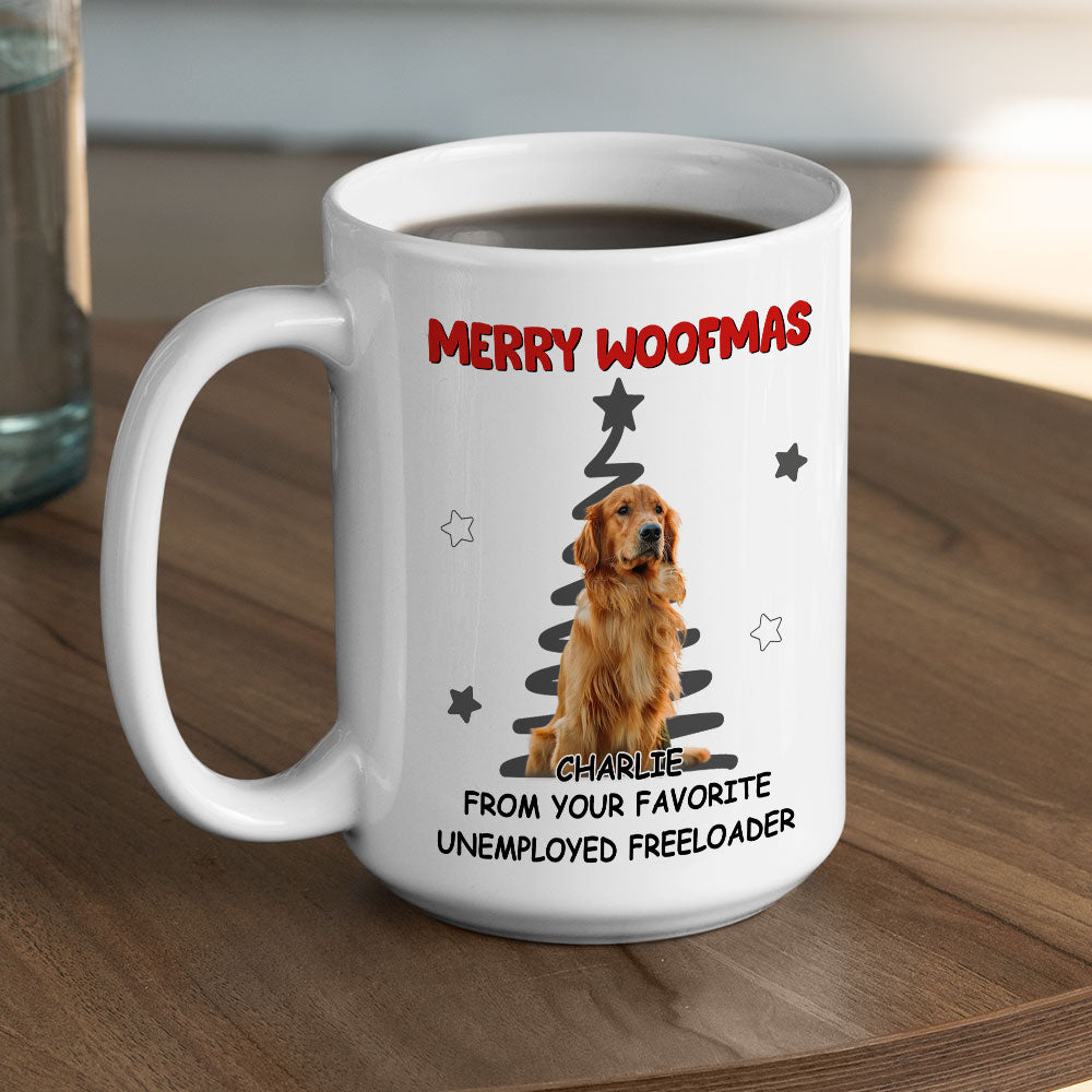 Custom Photo Christmas Birthday Gifts For Dog Lovers • Unemployed Freeloader Photo - Personalized Coffee Mug