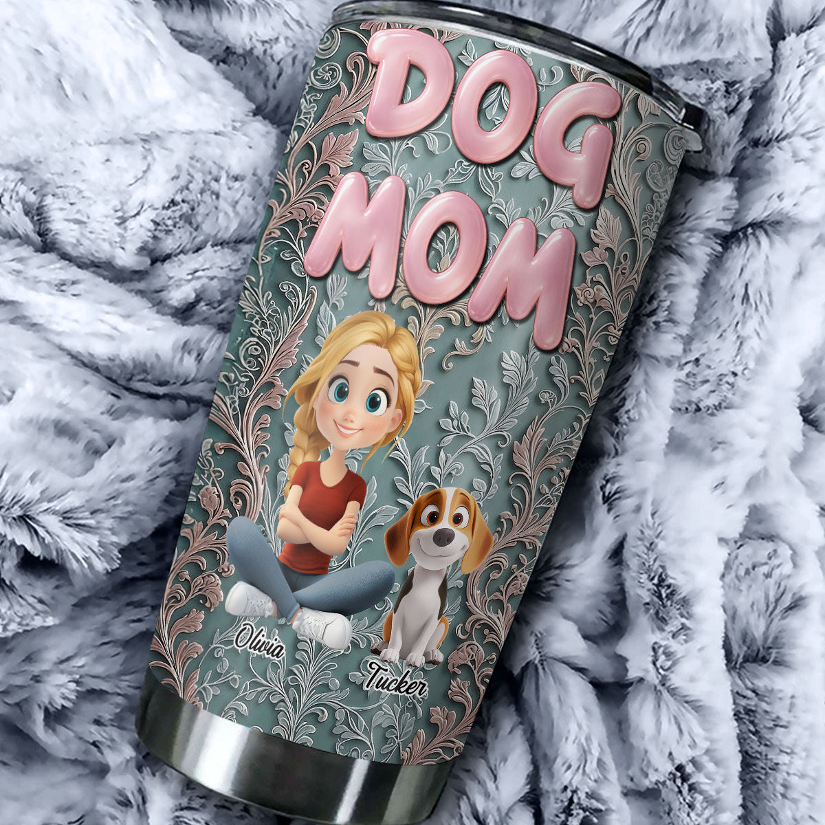 Custom Christmas Birthday Gifts For Dog Mom, Dog Lovers • The Mom Of The Dog - Personalized 3D Effect Tumbler