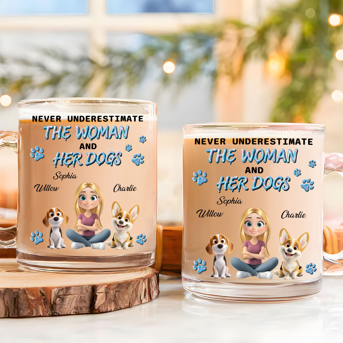 Custom Mother's day Birthday Gifts For Dog Mom, Dog Lovers • Do Not Dare Underestimate - Personalized 3D Effect Glass Mug