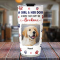 Custom Photo Christmas Birthday Gifts For Dog Mom, Dog Lovers • American Girl And Her Dog Photo- Personalized 3D Inflated Effect Tumbler