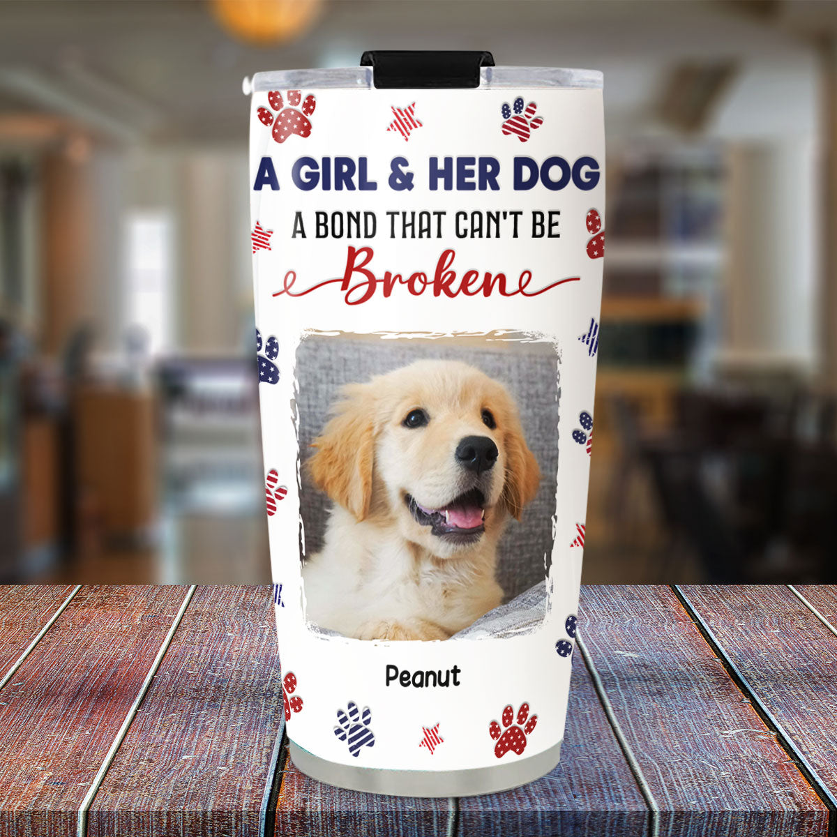 Custom Photo Christmas Birthday Gifts For Dog Mom, Dog Lovers • American Girl And Her Dog Photo- Personalized 3D Inflated Effect Tumbler