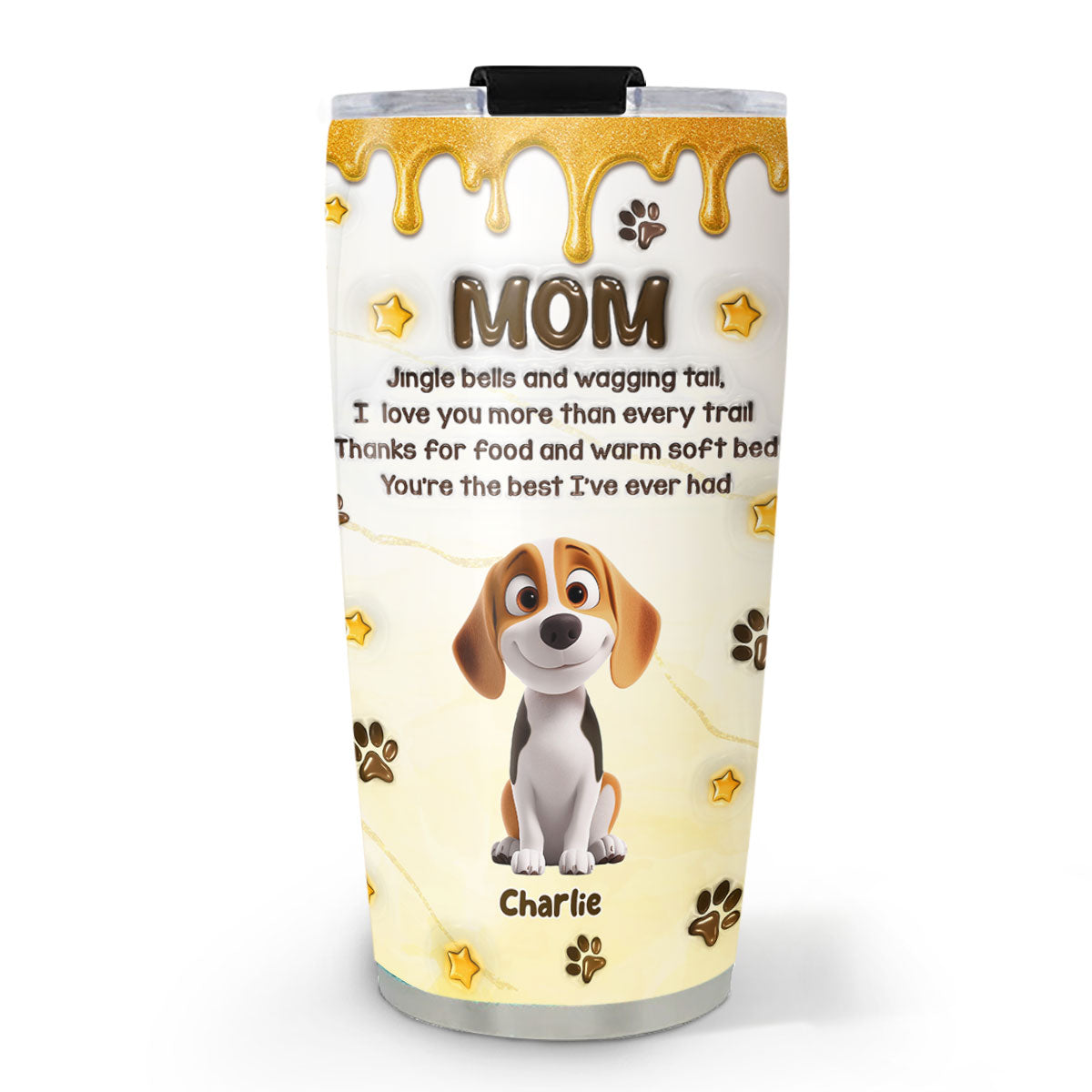 Custom Christmas Birthday Gifts For Dog Lovers • Jingle Bells And Wagging Tail - Personalized 3D Effect Tumbler