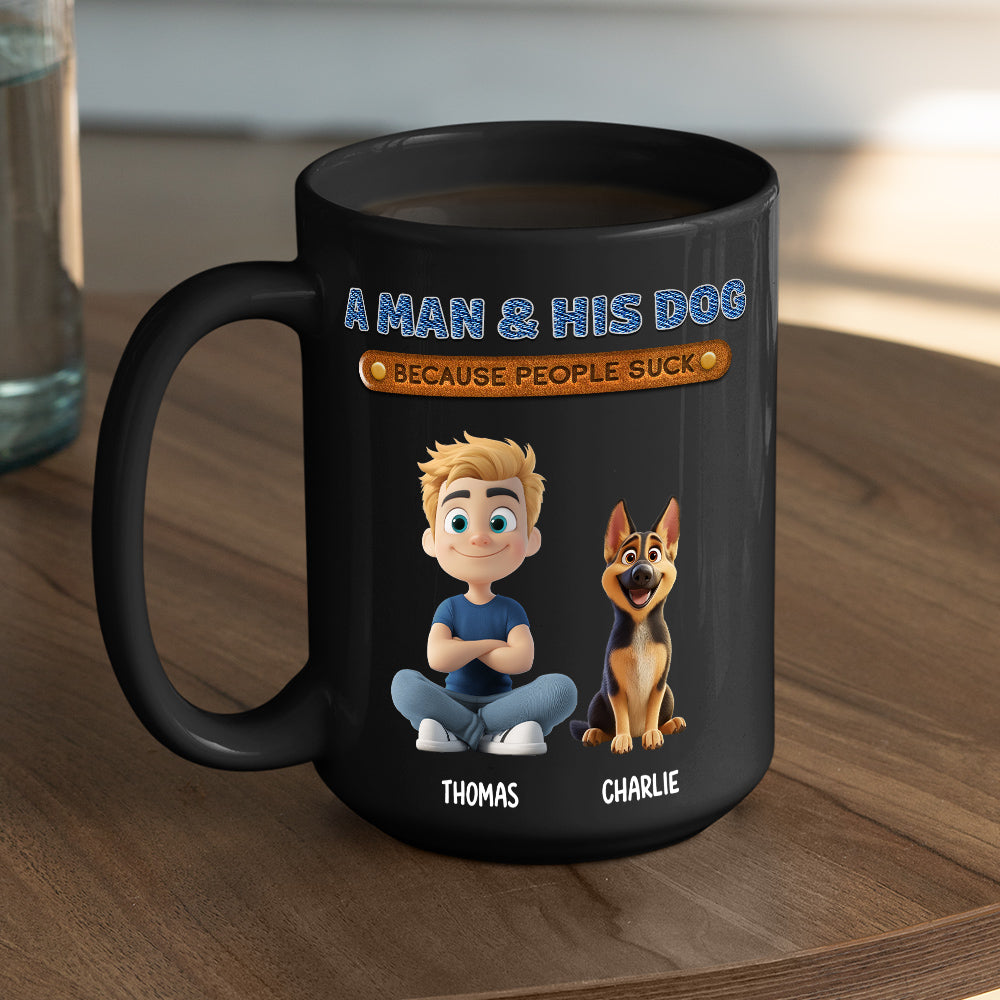 Custom Christmas Birthday Gifts For Dog Dad, Dog Lovers • A Gentleman And His Dog - Personalized Coffee Mug