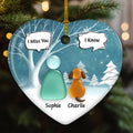 Custom Christmas Memorial Sympathy Gifts For Dogs, Cats • Silent Snow - Personalized 3D Effect Heart Ceramic Ornament
