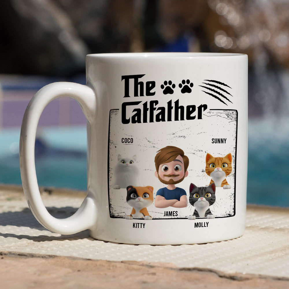 Custom Father's day Birthday Gifts For Cat Dad, Cat Lovers • The Catfather - Personalized Coffee Mug