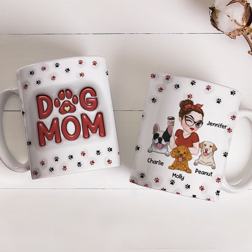 Custom Mother's day Birthday Gifts For Dog Mom, Dog Lovers • Lovely Dog Mom Mug - Personalized 3D Inflated Effect Mug
