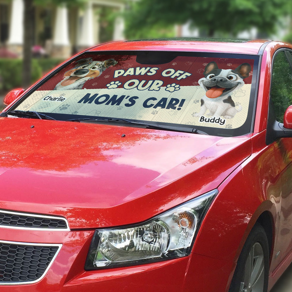 Paws Off My Mom Car - Personalized Car Sunshade